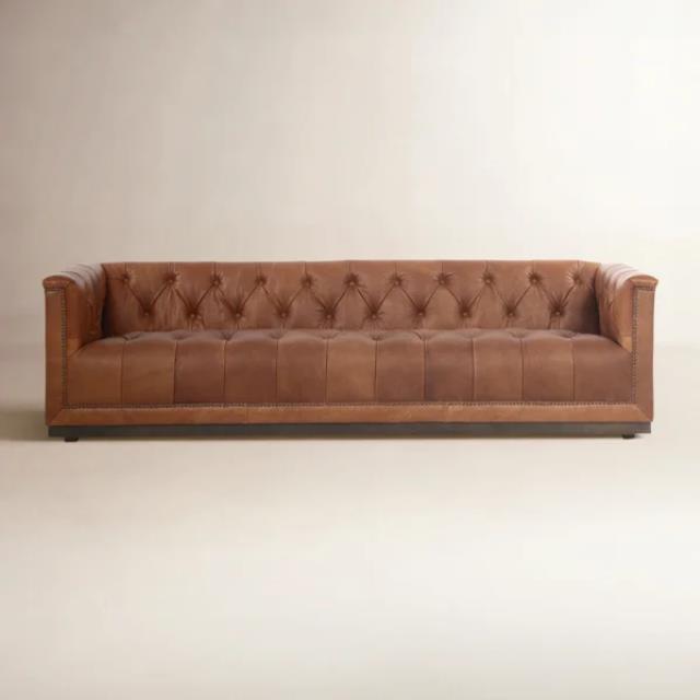 Rental store for BROWN 95  LEATHER BUTTON TUFTED SOFA in Tyler TX